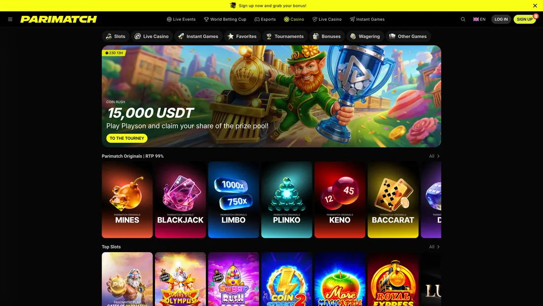 Lobby del casino de Parimatch